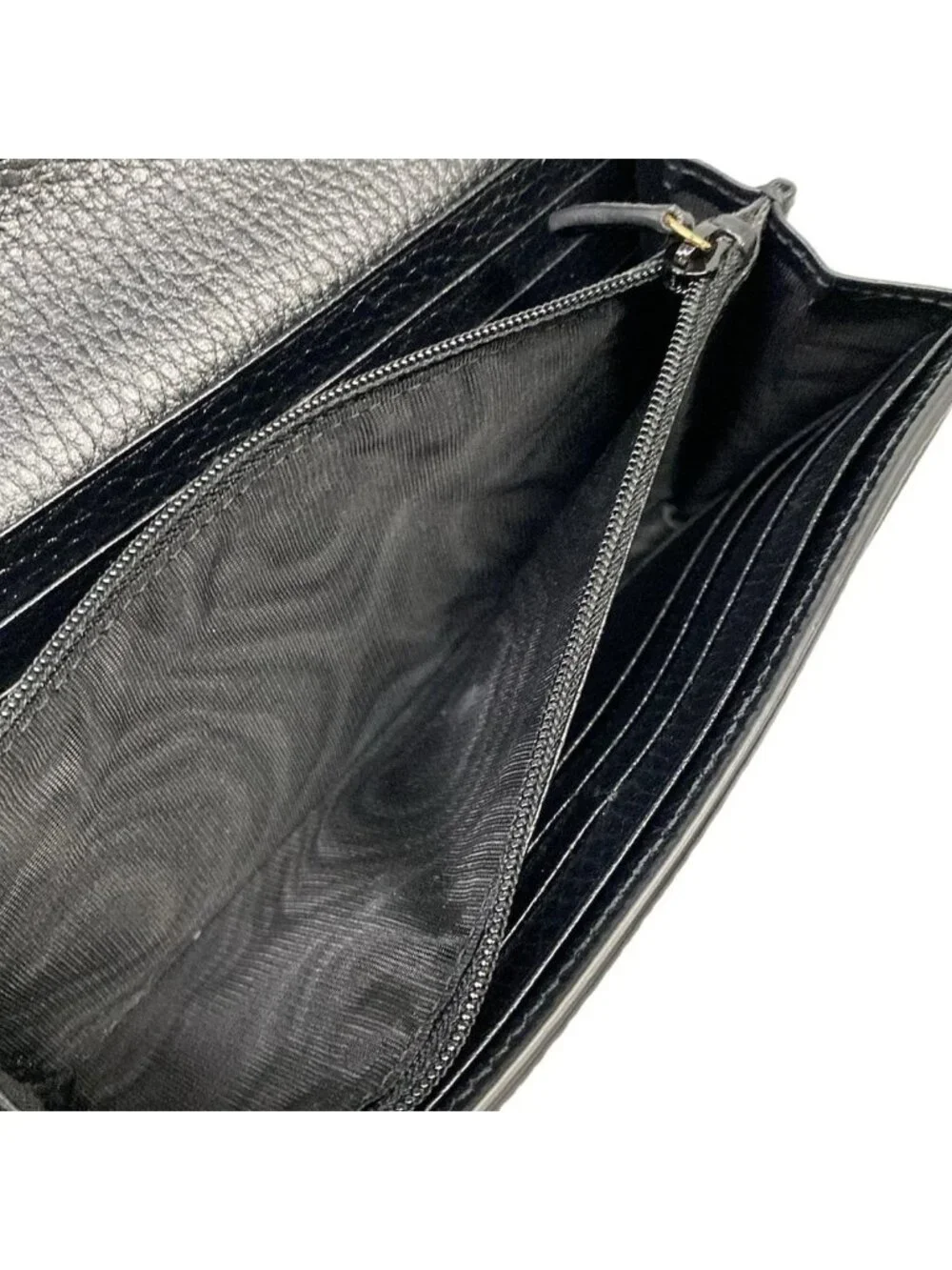 ★SOLD★ Gucci Wallet GG Marmont Continental Black Beige Ebony Leather - Picture 5 of 12
